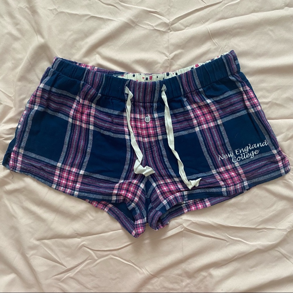 New England College Blue&Pink Plaid Sleep Shorts